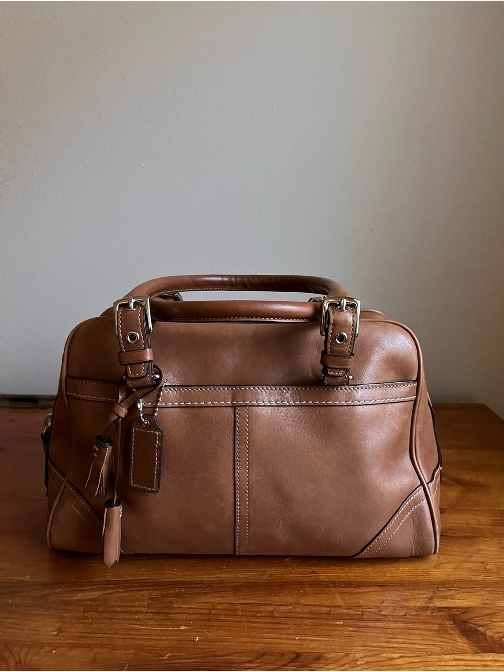 Vintage Coach Mini Boston Bag Brown Leather Carryall Shoulder Bag